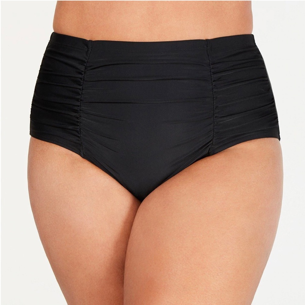 Island Escape BLACK Plus Size High-Waist Bikini Swim Bottom